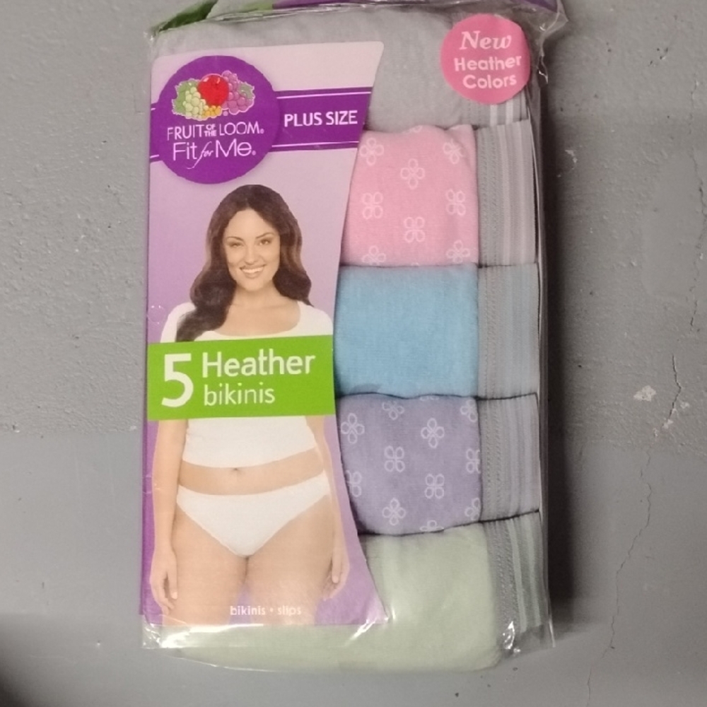 Fruit of the Loom Heather Bikini Pack - Pink, Blue, Purple, Green